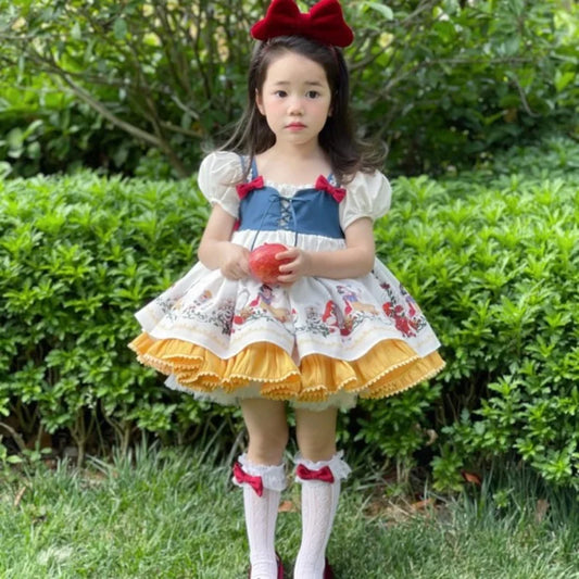 Girls Snow White Princess Dress – Spanish Bow Lolita Birthday, Easter, and Party Ball Gown for Kids