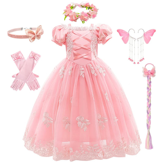 Girls Rapunzel Pink Princess Dress – Kids Cosplay Costume for Birthday, Halloween & Carnival Party