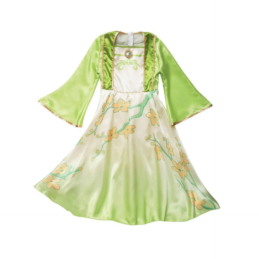 Girls Mulan Princess Cosplay Costume – Long-Sleeve Hanfu Dress with Belt for Halloween, Birthday & Party