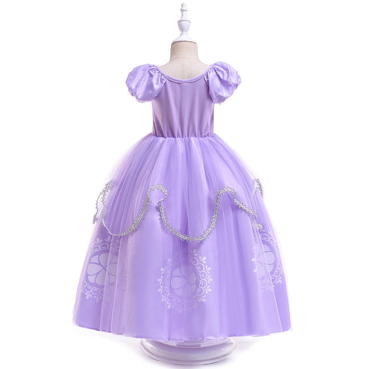 Girls Sofia Rapunzel Princess Dress – Fluffy Puff Sleeve Ball Gown Costume for Birthday, Halloween, Carnival & Parties