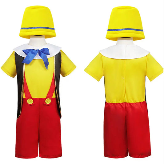 Umorden Kids Pinocchio Costume – Classic Puppet Boy Cosplay Outfit with Hat & Nose for Halloween, Carnival & Parties